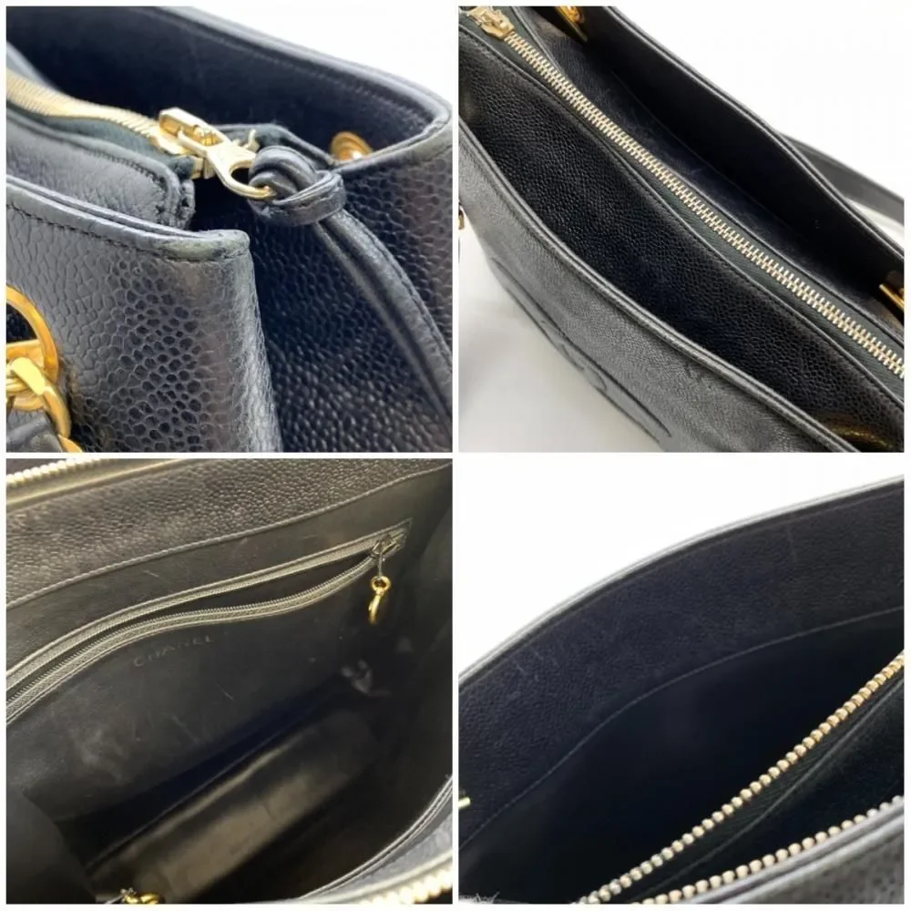 Chanel Caviar Skin Chain Tote Shoulder Bag Shawl Black - Picture 9 of 9